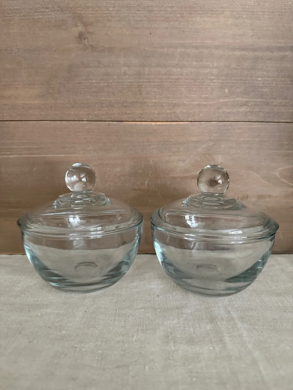Clear Glass Lidded Bowls - Set of 2 - Picture 1 of 5